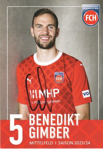 Autogramm Fussball | 1. FC Heidenheim 1846 | 2023 | Benedikt GIMBER