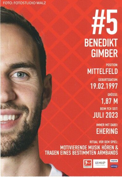 Autogramm Fussball | 1. FC Heidenheim 1846 | 2023 | Benedikt GIMBER