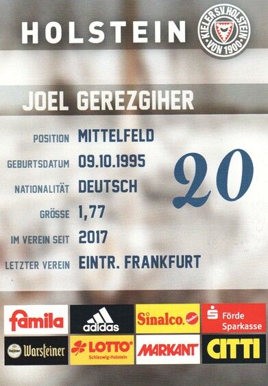 Autogramm Fussball | Holstein Kiel | 2016 | Joel GEREZGIHER