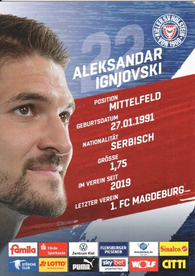 Autogramm Fussball | Holstein Kiel | 2020 | Aleksandar IGNJOVSKI
