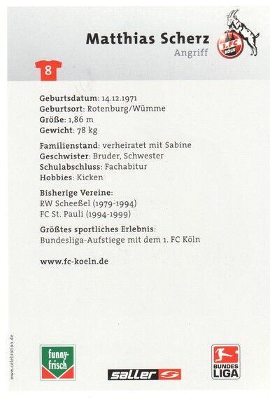 Autogramm Fussball | 1. FC Köln | 2004 | Matthias SCHERZ