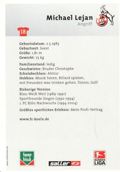 Autogramm Fussball | 1. FC Köln | 2004 | Michael LEJAN