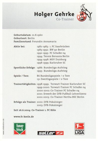 Autogramm Fussball | 1. FC Köln | 2004 | Holger GEHRKE
