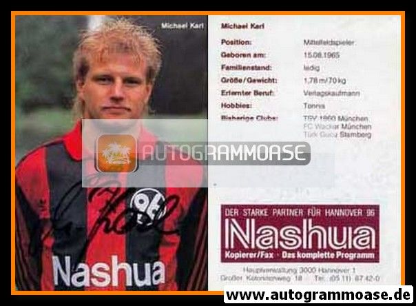 Autogramm Fussball | Hannover 96 | 1990 | Michael KARL