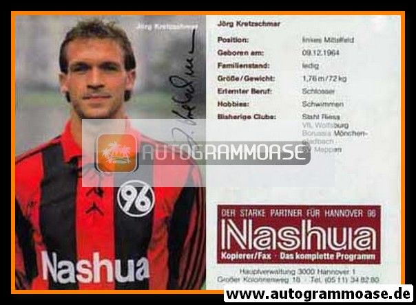 Autogramm Fussball | Hannover 96 | 1990 | Jörg KRETZSCHMAR