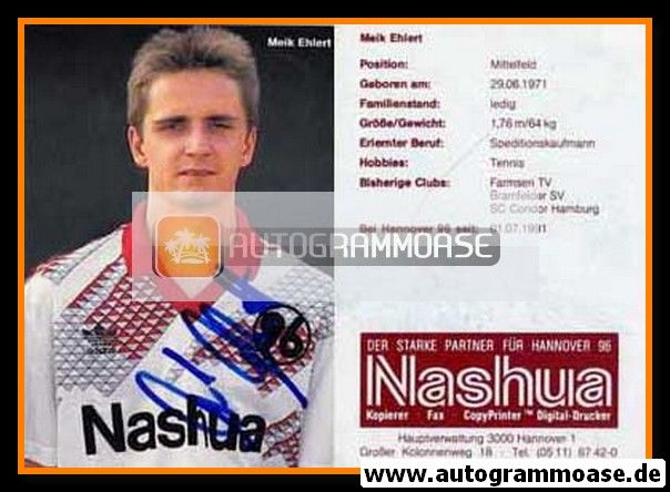 Autogramm Fussball | Hannover 96 | 1991 | Meik EHLERT