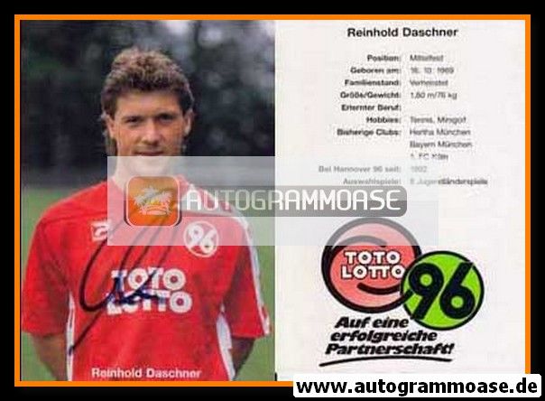 Autogramm Fussball | Hannover 96 | 1992 | Reinhold DASCHNER