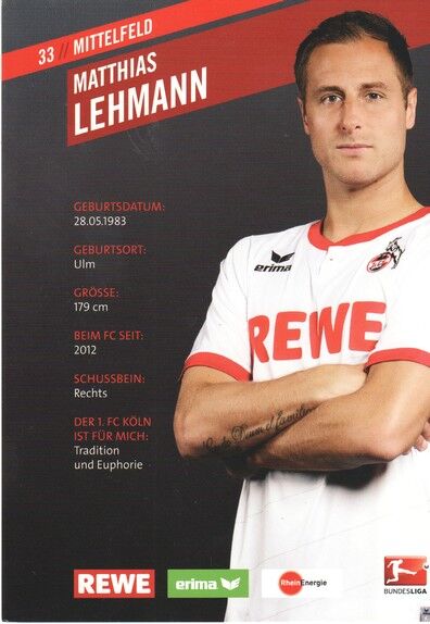 Autogramm Fussball | 1. FC Köln | 2015 | Matthias LEHMANN 