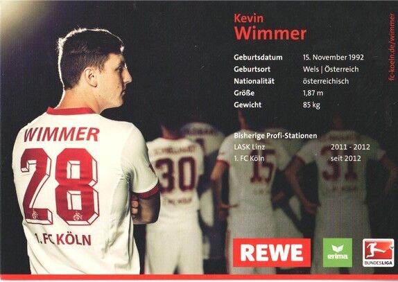 Autogramm Fussball | 1. FC Köln | 2013 | Kevin WIMMER