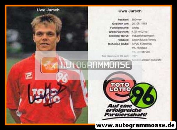 Autogramm Fussball | Hannover 96 | 1992 | Uwe JURSCH