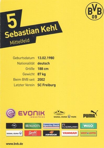 Autogramm Fussball | Borussia Dortmund | 2012 | Sebastian KEHL