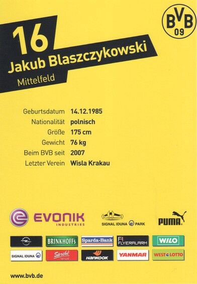 Autogramm Fussball | Borussia Dortmund | 2012 | Jakub BLASZCZYKOWSKI