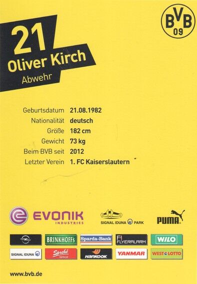Autogramm Fussball | Borussia Dortmund | 2012 | Oliver KIRCH