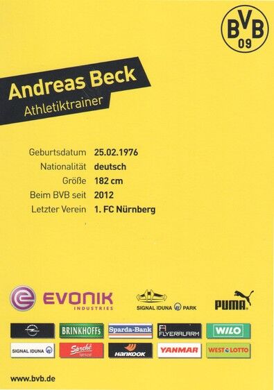 Autogramm Fussball | Borussia Dortmund | 2012 | Andreas BECK
