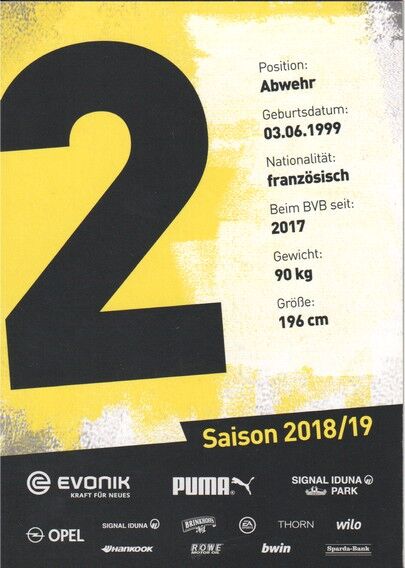 Autogramm Fussball | Borussia Dortmund | 2018 | Dan-Axel ZAGADOU