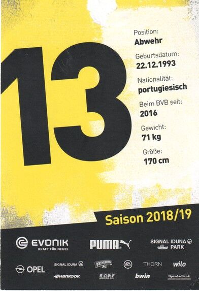 Autogramm Fussball | Borussia Dortmund | 2018 | Raphael GUERREIRO