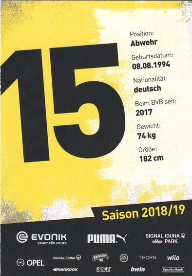 Autogramm Fussball | Borussia Dortmund | 2018 | Jeremy TOLJAN