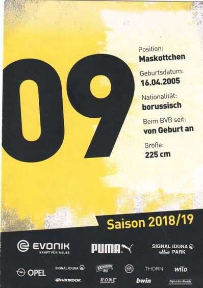 Autogramm Fussball | Borussia Dortmund | 2018 | EMMA (Maskottchen)