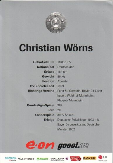 Autogramm Fussball | Borussia Dortmund | 2002 | Christian WÖRNS