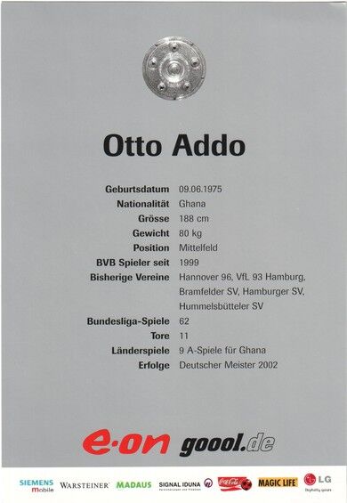 Autogramm Fussball | Borussia Dortmund | 2002 | Otto ADDO