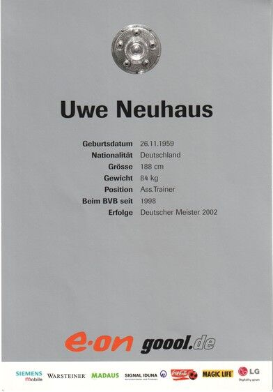 Autogramm Fussball | Borussia Dortmund | 2002 | Uwe NEUHAUS