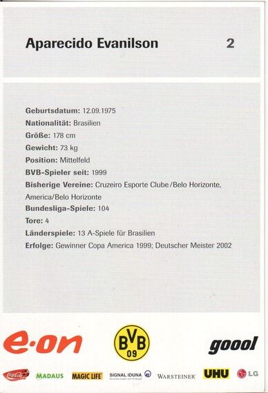 Autogramm Fussball | Borussia Dortmund | 2003 | EVANILSON 