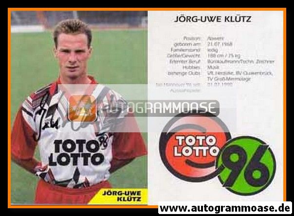Autogramm Fussball | Hannover 96 | 1993 | Jörg-Uwe KLÜTZ