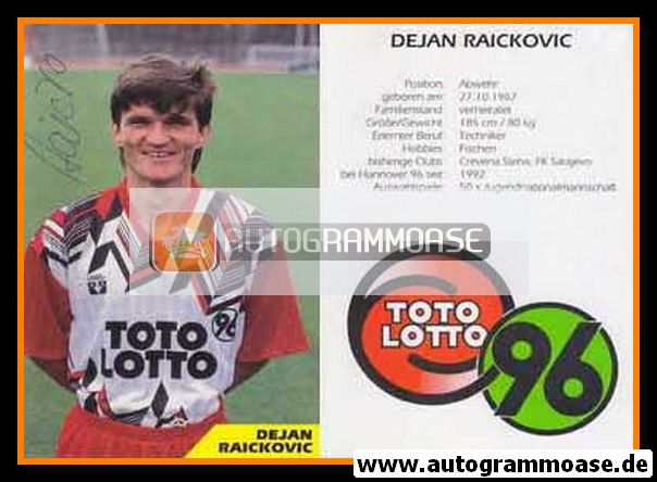 Autogramm Fussball | Hannover 96 | 1993 | Dejan RAICKOVIC