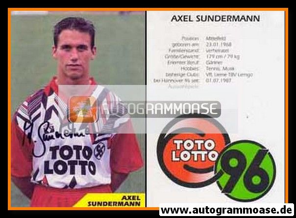 Autogramm Fussball | Hannover 96 | 1993 | Axel SUNDERMANN