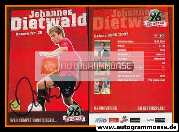 Autogramm Fussball | Hannover 96 | 2006 | Johannes DIETWALD