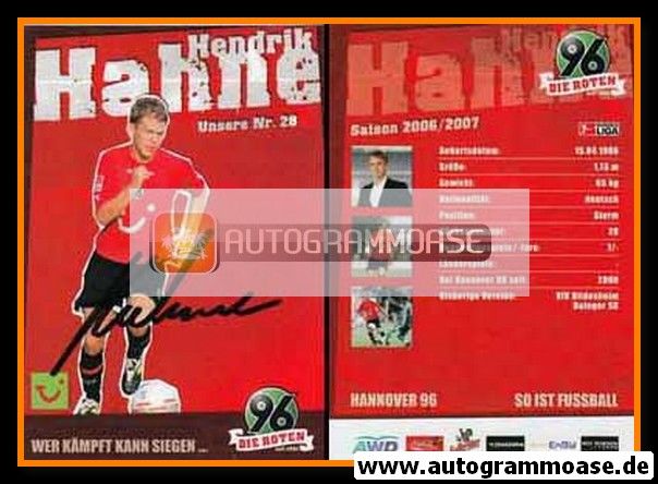 Autogramm Fussball | Hannover 96 | 2006 | Hendrik HAHNE