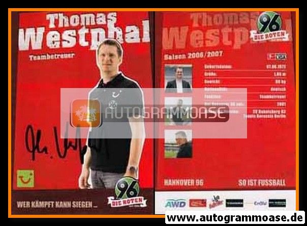 Autogramm Fussball | Hannover 96 | 2006 | Thomas WESTPHAL