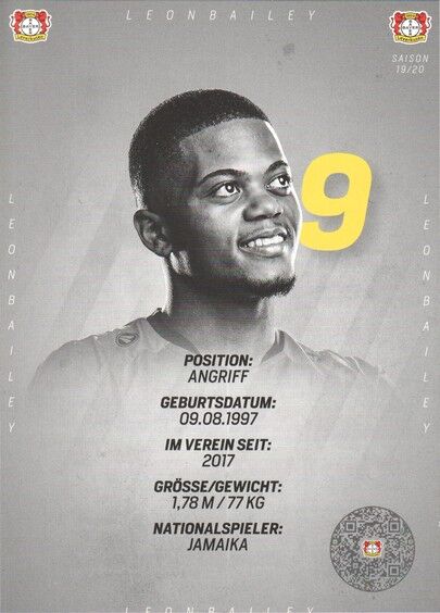 Autogramm Fussball | Bayer Leverkusen | 2019 | Leon BAILEY