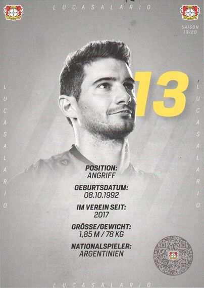 Autogramm Fussball | Bayer Leverkusen | 2019 | Lucas ALARIO