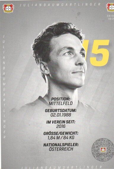 Autogramm Fussball | Bayer Leverkusen | 2019 | Julian BAUMGARTLINGER