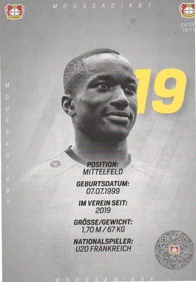 Autogramm Fussball | Bayer Leverkusen | 2019 | Moussa DIABY