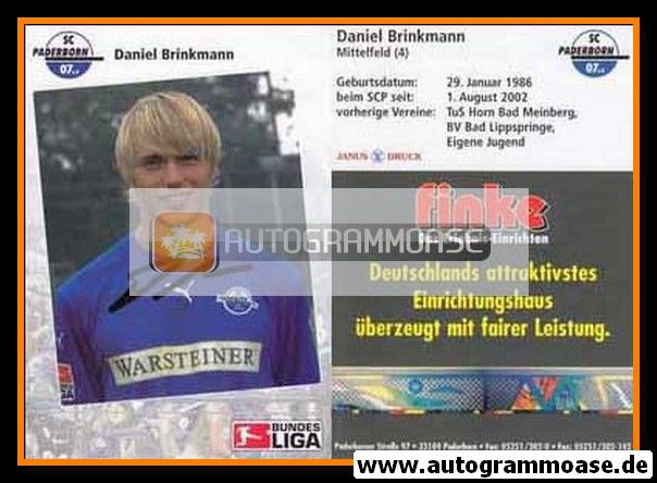 Autogramm Fussball | SC Paderborn 07 | 2006 | Daniel BRINKMANN