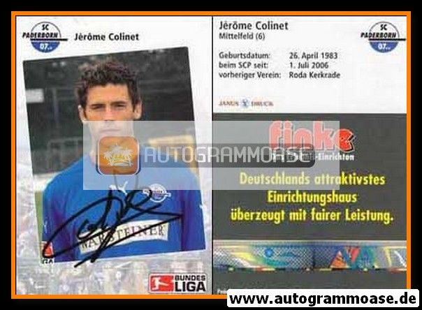 Autogramm Fussball | SC Paderborn 07 | 2006 | Jerome COLINET