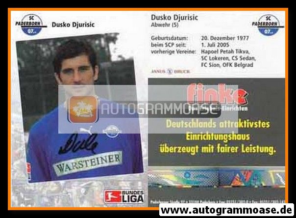 Autogramm Fussball | SC Paderborn 07 | 2006 | Dusko DJURISIC