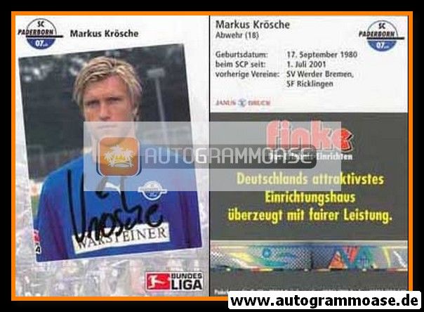 Autogramm Fussball | SC Paderborn 07 | 2006 | Markus KRÖSCHE