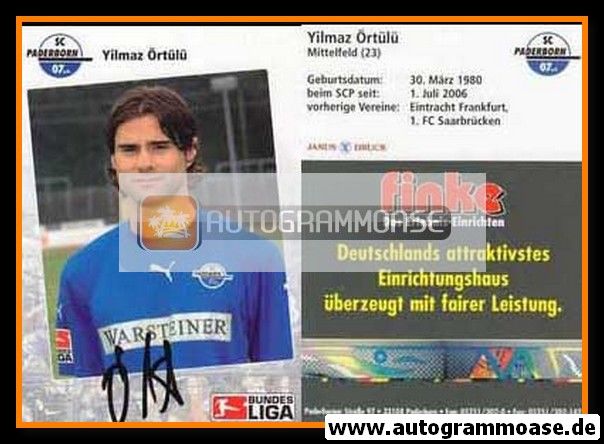 Autogramm Fussball | SC Paderborn 07 | 2006 | Yilmaz ÖRTÜLÜ
