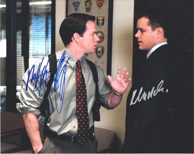 Autogramme Film (USA) | Matt DAMON + Mark WAHLBERG | 2006 Foto (Portrait Color XL) "Departed"
