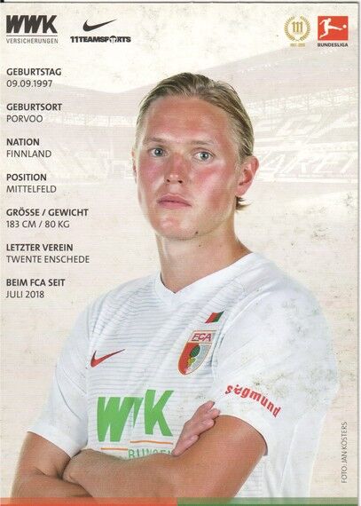 Autogramm Fussball | FC Augsburg | 2018 | Fredrik JENSEN