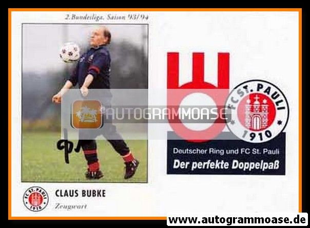 Autogramm Fussball | FC St. Pauli | 1993 | Claus BUBKE