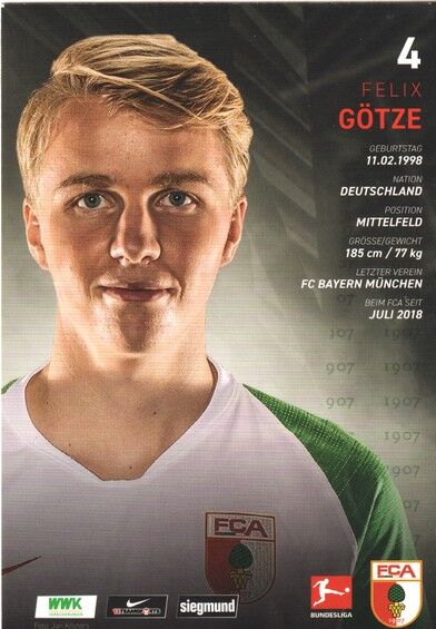 Autogramm Fussball | FC Augsburg | 2019 | Felix GÖTZE