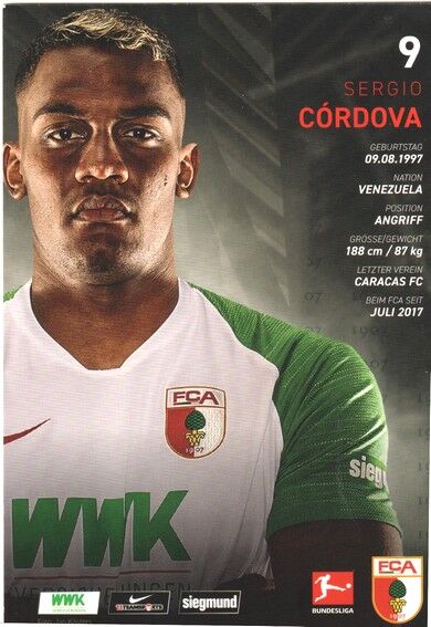 Autogramm Fussball | FC Augsburg | 2019 | Sergio CORDOVA
