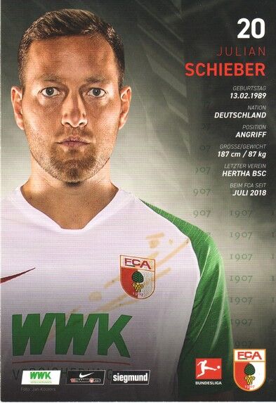 Autogramm Fussball | FC Augsburg | 2019 | Julian SCHIEBER