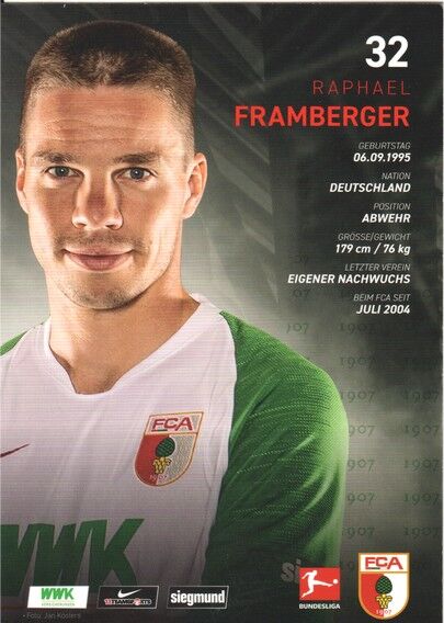 Autogramm Fussball | FC Augsburg | 2019 | Raphael FRAMBERGER