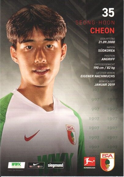 Autogramm Fussball | FC Augsburg | 2019 | Seong-Hoon CHEON
