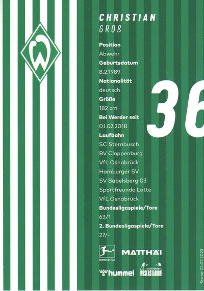 Autogramm Fussball | SV Werder Bremen | 2023 | Christian GROSS